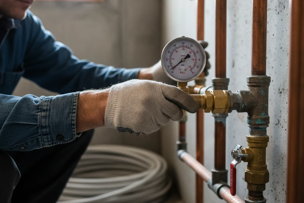 Pressure testing a repaired line during Water Line Repair in Champaign